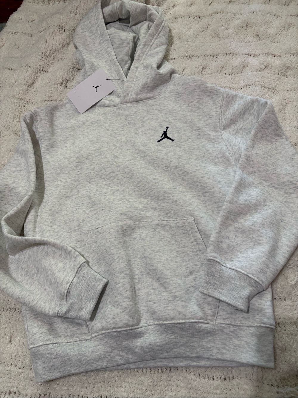 Jordan Light Gray Youth Pullover Hoodie with Black Jumpman